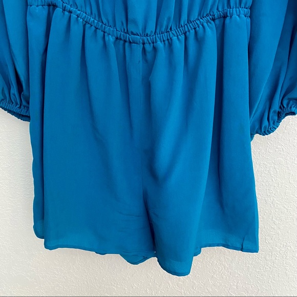 NBW SZ S LAVENDER BROWN TURQ OFF SHOULDER ROMPER - Picture 3 of 7